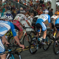A good crowd jammed the finish area of the course