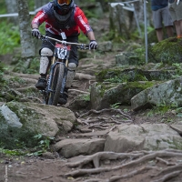 A rider tackles the slopes of Snowshoe Mountain