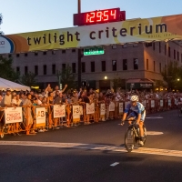 Hilton Clarke rolls across the finish line in Boise