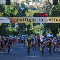 Kimberley Wells celebrates winning the women