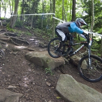 Navigating through the rocks on Snowshoe Mountain