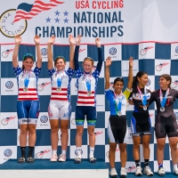 Women 15-16 team pursuit podium
