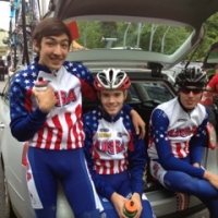 Justin Oien Ansel Dickey and Miguel Bryon stay warm on a cool day