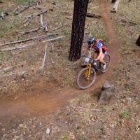 Sara Sheets rounds a corner on the Broken Nose Trail 