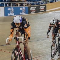 Bobby Lea rides in the points race